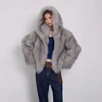 北麋「天青烟雨」时髦年轻款整皮狐狸毛廓形皮草外套女冬大衣2024年