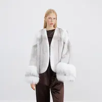 「浮光日记」紫标级整貂十字貂大理石狐狸毛水貂皮草外套女短款