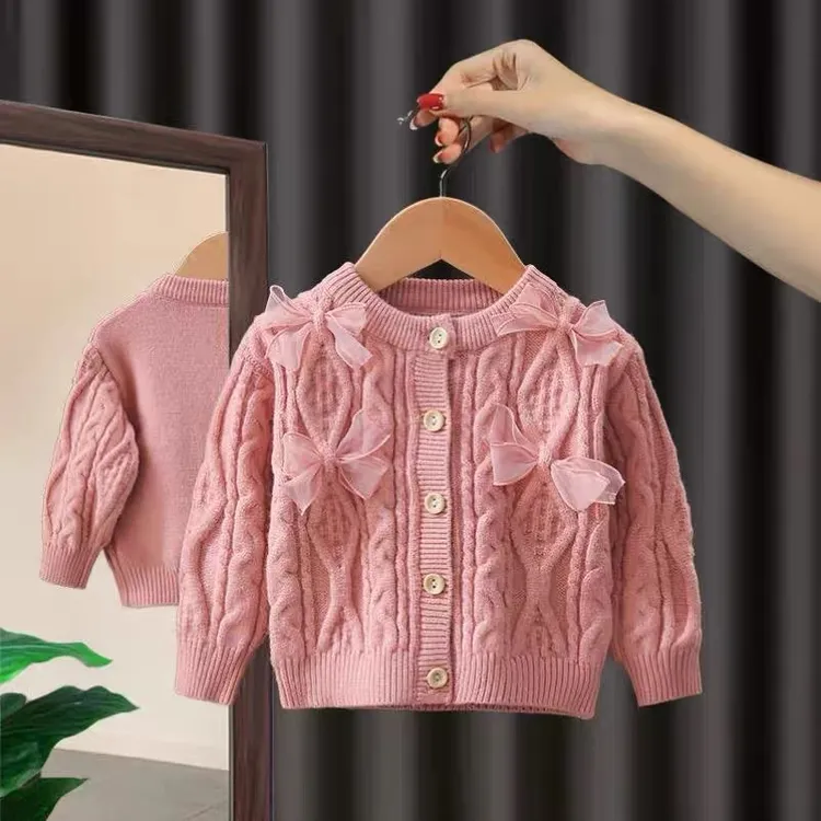 女童毛衣针织开衫2025春秋装新款公主女宝宝上衣中小儿童洋气外套