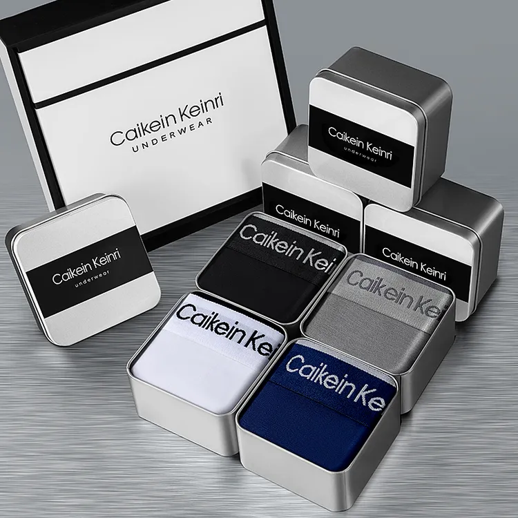 CaikeinKeinri男士内裤四角裤平角裤四季透气抑菌男生内裤礼盒装