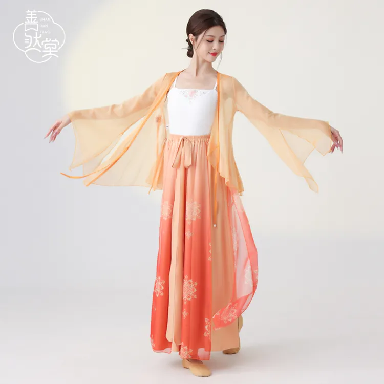 善然堂古典舞纱衣仙气舞蹈服装飘逸女开襟身韵练功服中国舞演出服