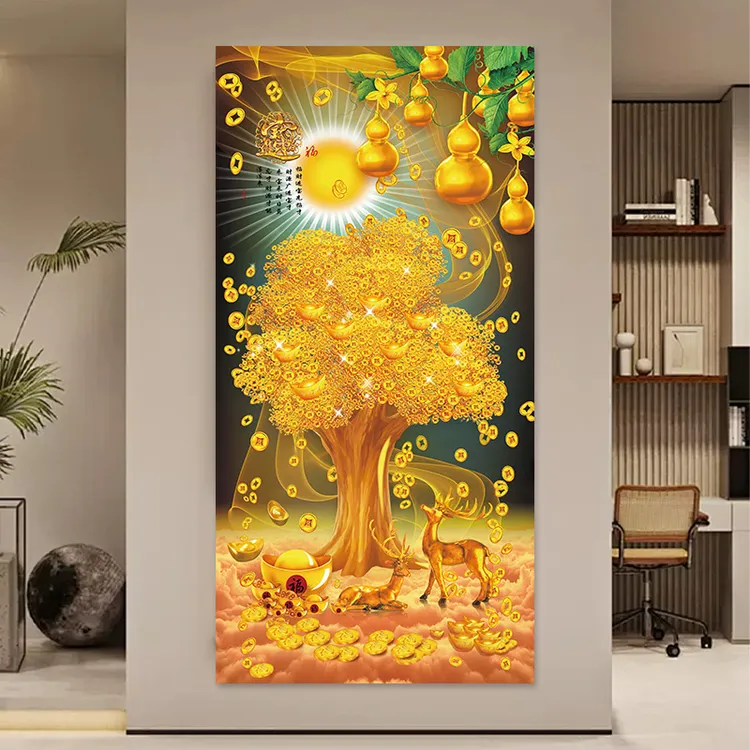 入户玄关装饰画自粘墙贴客厅走廊过道墙壁画贴画3d立体墙纸山水画