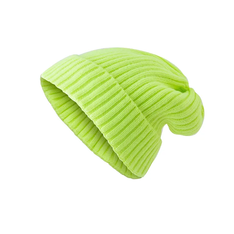 冬季绿色休闲针织帽子女时尚百搭情侣潮流毛线帽男士加厚保暖冷帽