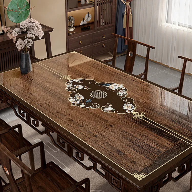 磨砂软玻璃免洗可擦长方形桌垫中式防水防烫轻奢茶几垫桌面保护垫