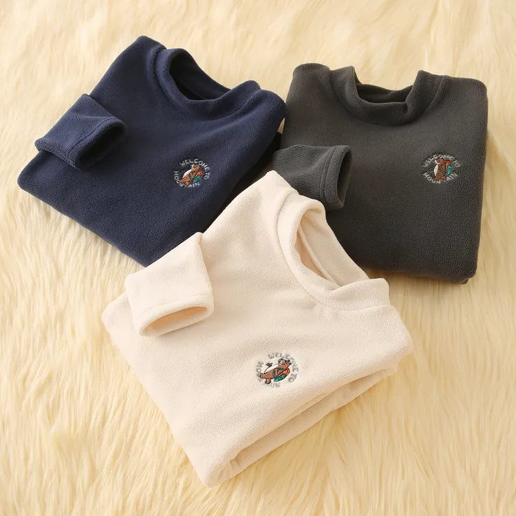 奥粒绒儿童半高领打底衫加厚冬季长袖男童保暖上衣宝宝加绒秋衣