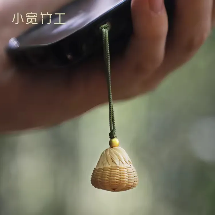 小宽竹工 小粽子平安竹铃铛香囊 非遗竹编纯手工 车挂手机挂件