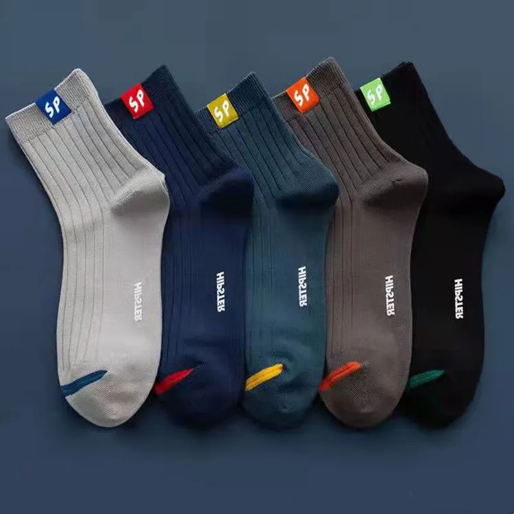 秋冬袜子男ins潮百搭中筒袜休闲运动字母潮袜四季高帮防臭长筒袜