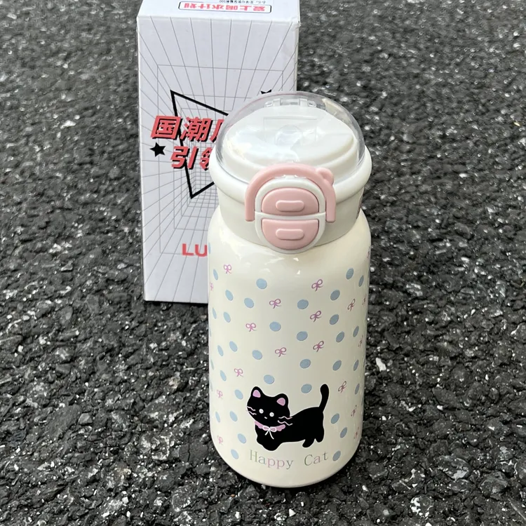 小猫杯子保温杯大容量学生水杯女生便携随行生日礼物吸管杯子