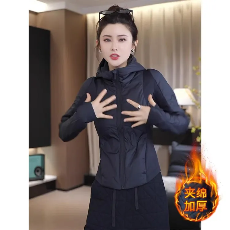 韩版夹绵加厚连帽外套女2026年秋冬季新款时尚洋气保暖短款上衣潮