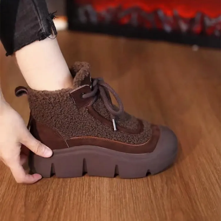 加绒加厚保暖马丁靴女2025冬季新款短靴厚底防寒雪地靴时尚高帮鞋