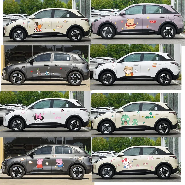 适用吉利星愿车贴拉花车展4S店草莓熊机器猫星黛卡通可爱车身贴