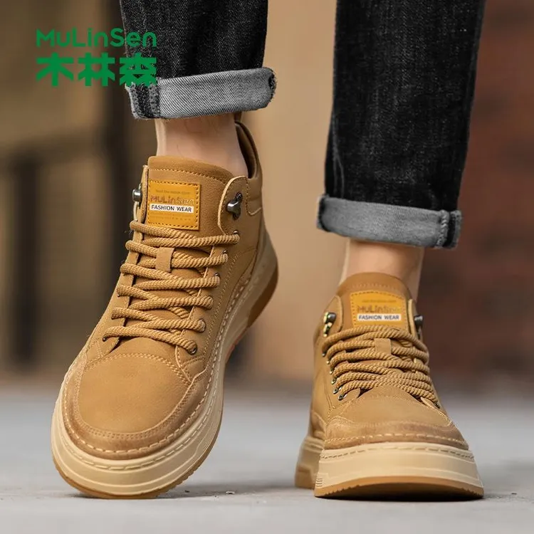 木林森高帮男鞋秋冬男士运动鞋百搭休闲板鞋潮流马丁靴中帮皮鞋潮