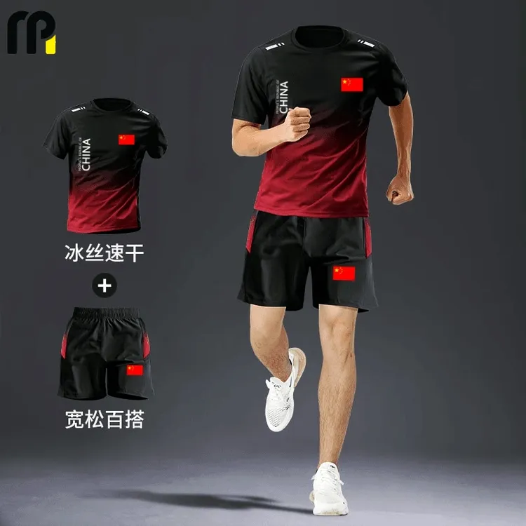 中国队夏季男女速干宽松速干运动服速干衣跑步运动套装男运动套装