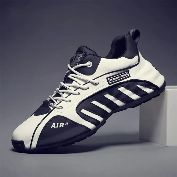 秋季款运动真皮厚底增高休闲男鞋头层牛皮包底透气男鞋百搭时尚跑