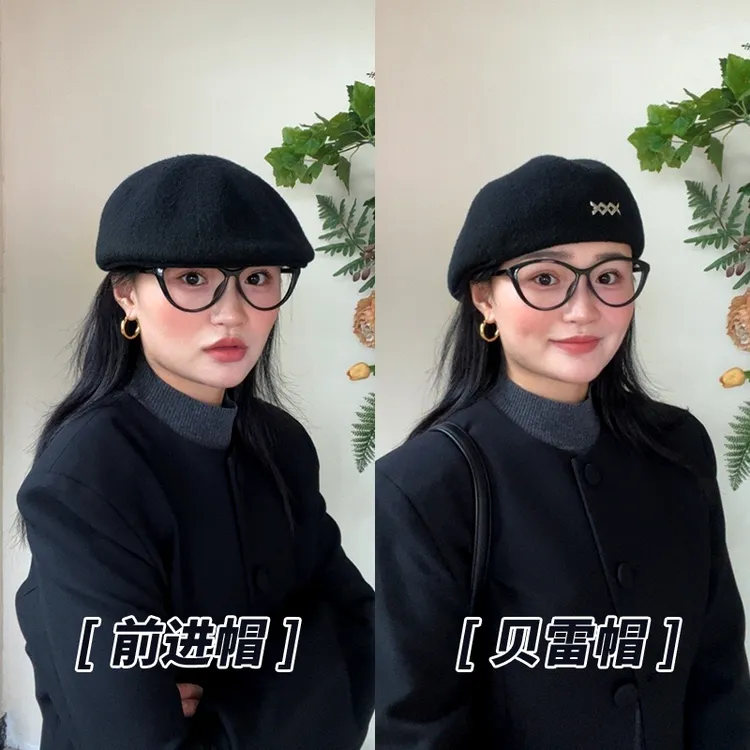 大脸必入！显脸小贝雷帽女秋冬新款复古英伦画家帽前进帽网红气质