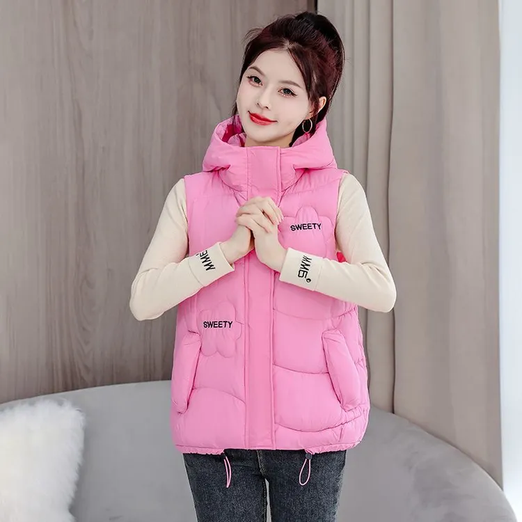 马甲女时尚百搭连帽韩版马夹秋冬季新款显瘦休闲坎肩背心