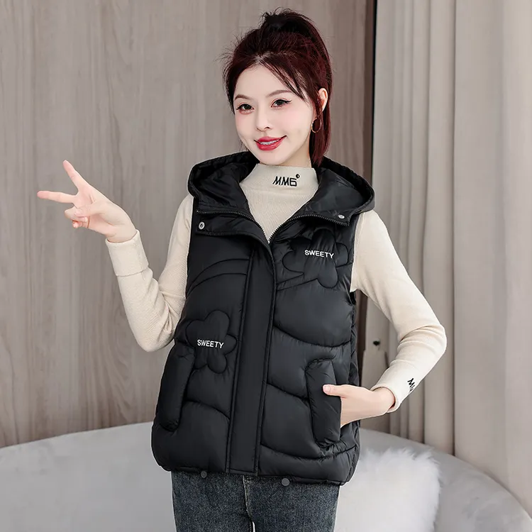 马甲女时尚百搭连帽韩版马夹秋冬季新款休闲坎肩背心