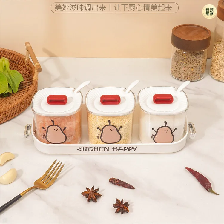 调料盒一体多格家用厨房高端塑料佐料罐多功能收纳盒组合套装盐罐