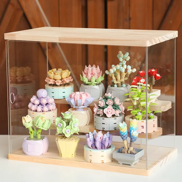 JAKI佳奇盆栽moc多肉积木拼装摆件模型女生可爱ins风室内女生玩具