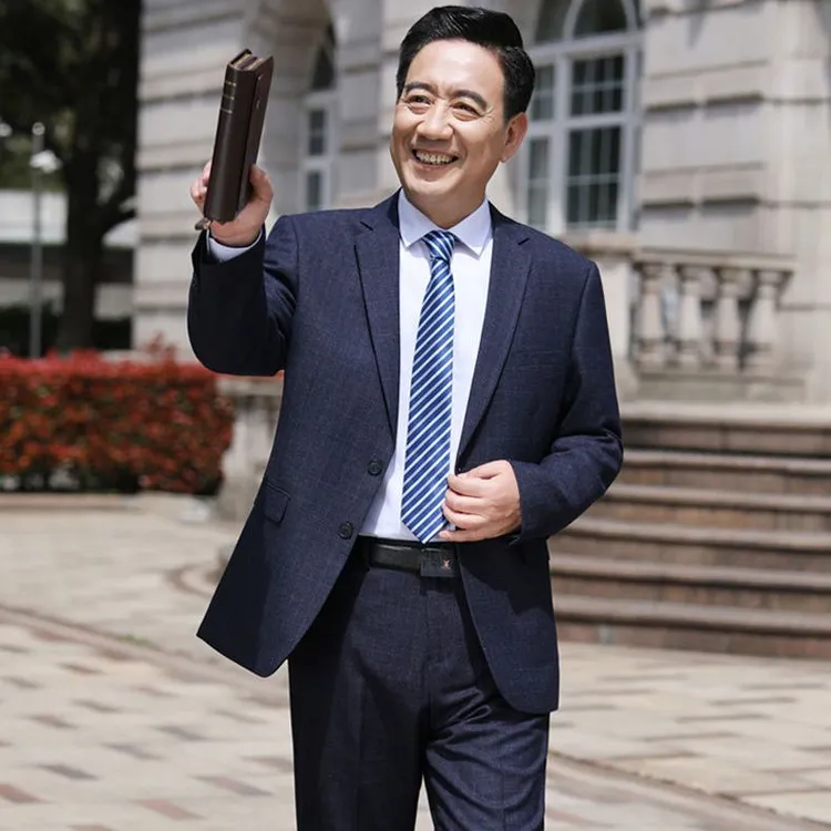 珩道中老年西服套装大码爸爸装男士休闲宽松中年商务正装西装西服