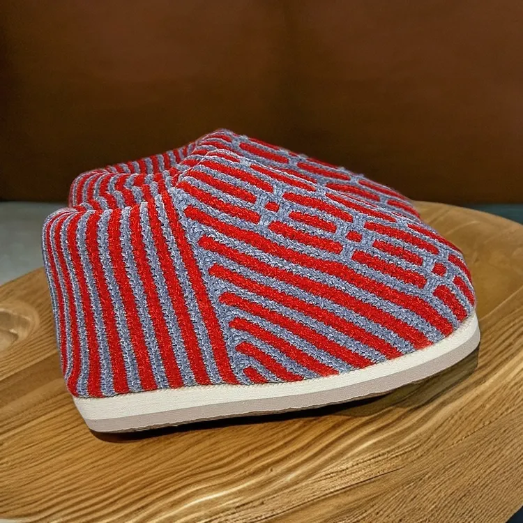 【光泽绒双色棉靴】纯手工编织高帮棉鞋居家防滑加绒保暖冬季成品鞋