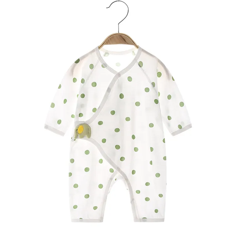 婴儿连体衣夏季薄款无骨新生儿衣服纯棉哈衣长袖空调服宝宝睡衣夏