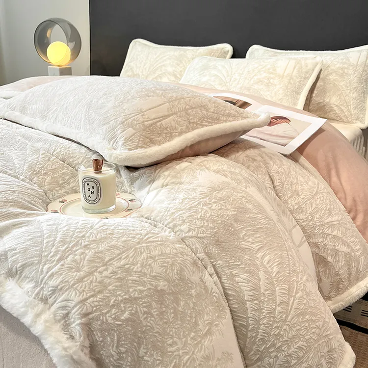 床盖款包边加厚兔兔牛奶绒宝宝绒四件套床上用品被套加绒双面绒