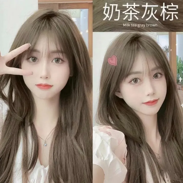【买1送1】奶茶灰棕染发膏亚麻灰泡沫不伤发灰棕色显白蓬松植物染发