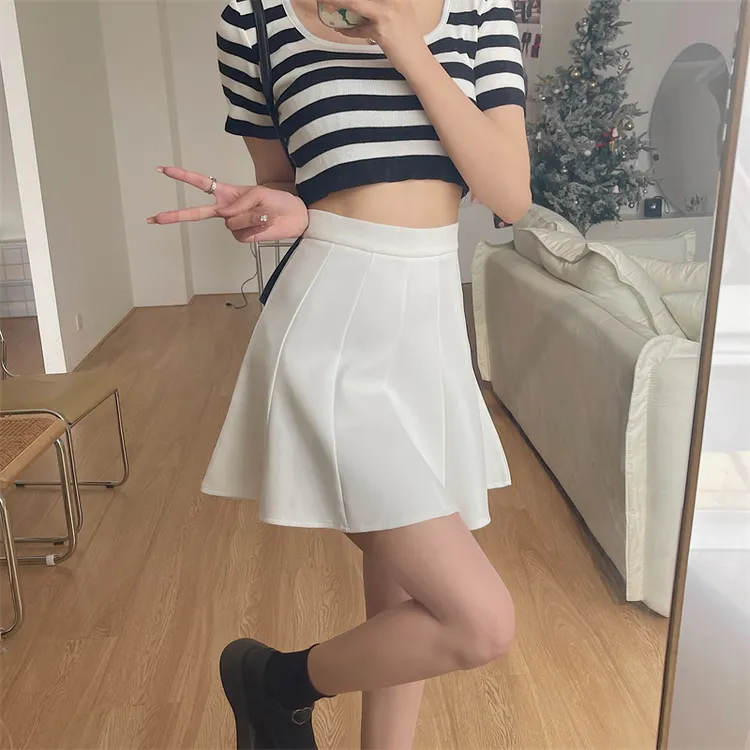 短裙厚款休闲风小个子胖mm半身裙小众小个子百搭韩版百褶裙夏季