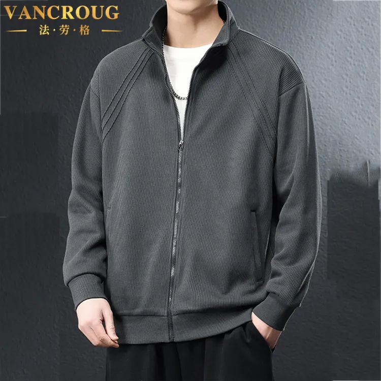 VANCROUG/法劳格夹克男士春秋新款时尚潮流开衫立领休闲宽松外套