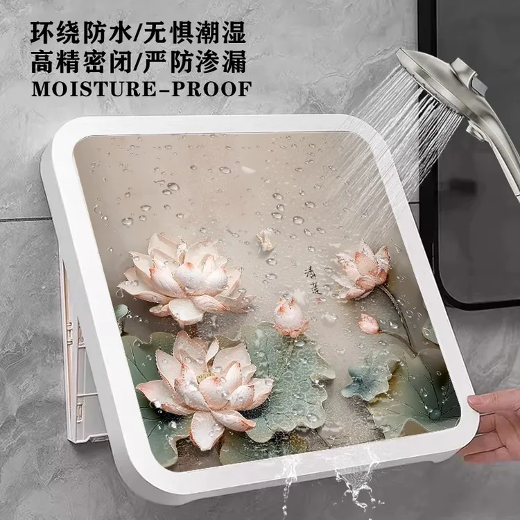 浴室壁画折叠收纳箱免打孔卫生间防水置物架壁挂收纳柜放衣服神器