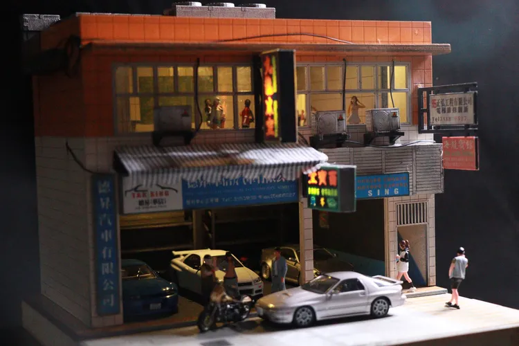 64比例场景模型 港景01成品（不包含车和人偶)  尺寸18*18*16.5cm