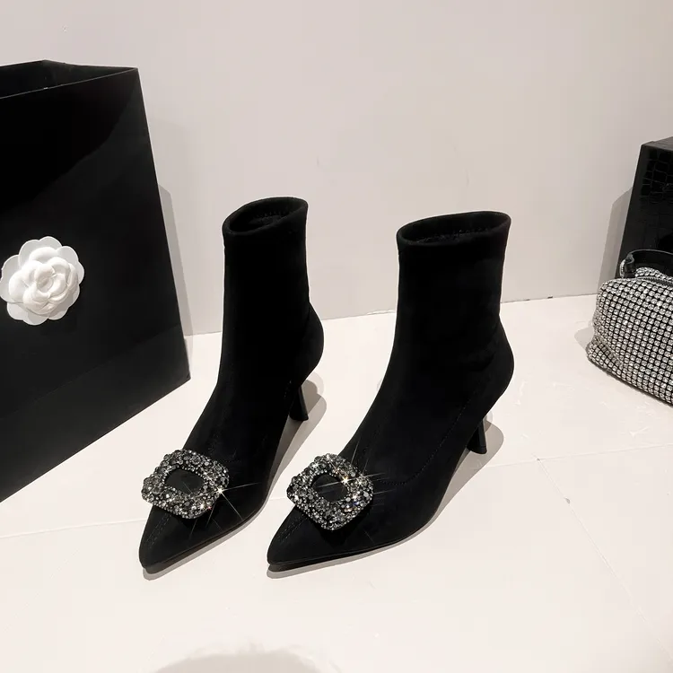 sendijia/森迪加新款2026秋冬针织弹力靴尖头时尚百搭款瘦瘦靴商品图