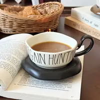 利拉德中古风陶瓷咖啡杯碟英文字母早餐家用可爱牛奶杯下午茶杯碟