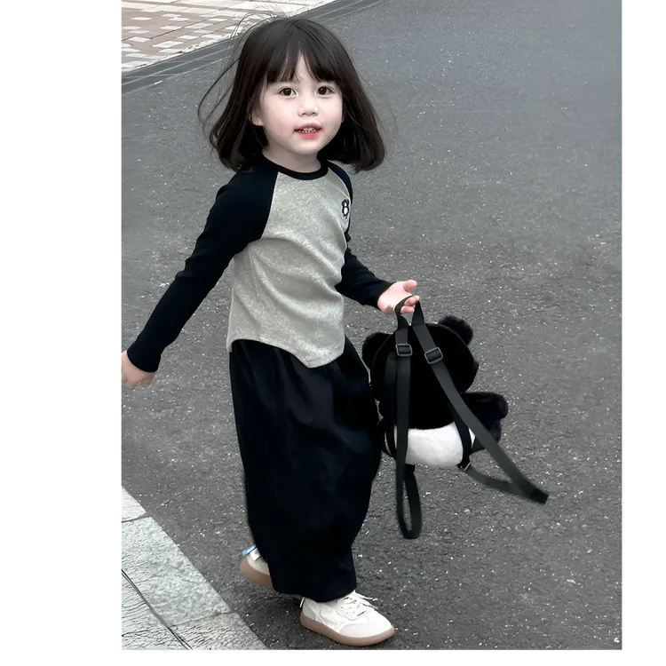 女童时尚初秋套装2025新款秋季儿童宝宝洋气长袖t恤南瓜裤两件套