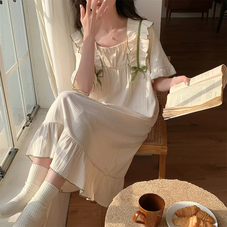 可外穿睡衣女夏季睡裙高颜值学生甜美大码短袖2024新款宽松家居服