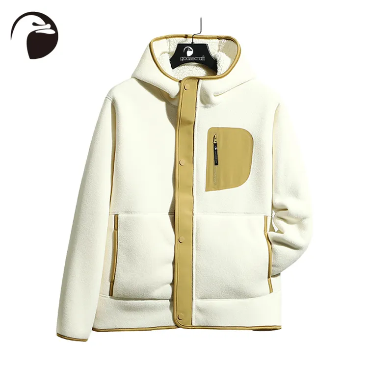 Goosecraft亚洲鹅牌加绒厚款情侣秋冬保暖北极绒抓绒衣连帽外套