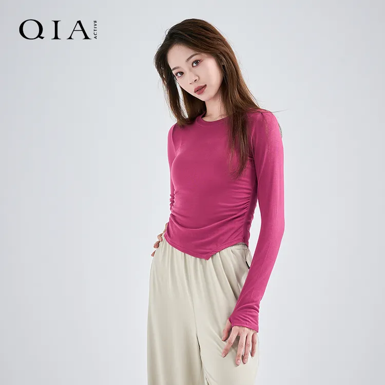 琪亚现代舞蹈服日常可穿修身显瘦形体服艺考抒情舞长袖练功服上衣