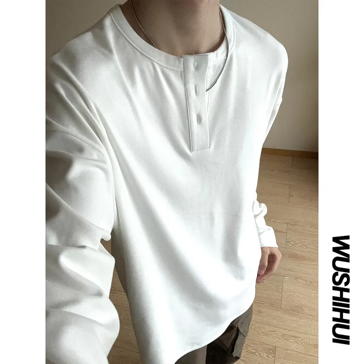 冬季打底必备~亨利领德绒打底衫男休闲舒适加绒保暖圆领长袖T恤