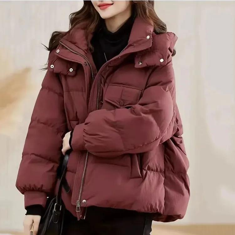 2025新款百搭宽松纯色显瘦面包服短款连帽棉衣韩版时尚棉服女18款