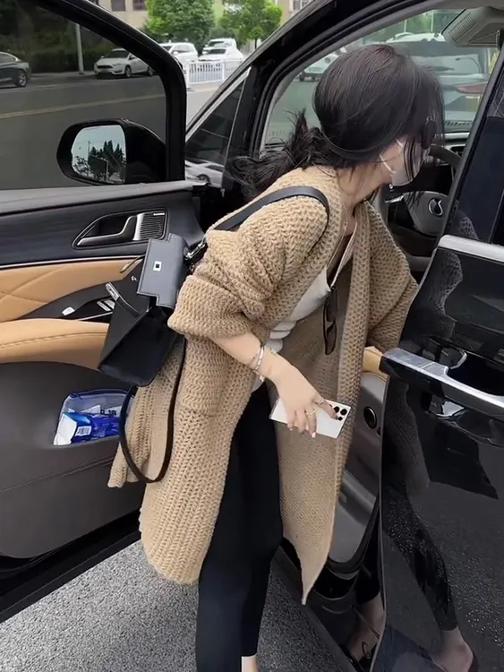 2025秋季新款慵懒宽松软糯大毛衣长袖毛针织衫长款开衫外套清货