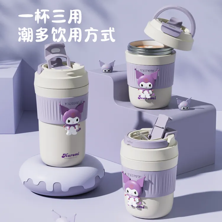 Vanow三丽鸥囤货保温杯吸管女高颜值学生专用陶瓷内胆水杯子女士