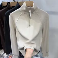 欧货2025年新款半拉链立领柔软双面德绒卫衣女秋冬加厚打底衫上衣