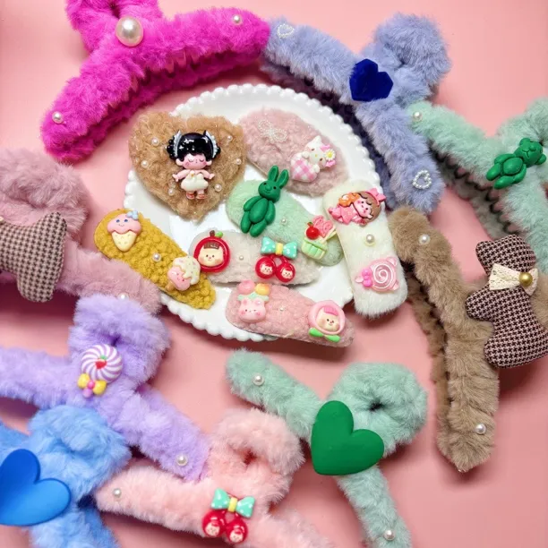 可爱毛绒发夹少女心秋冬头饰刘海夹发卡毛茸茸掰掰夹抓夹鲨鱼夹