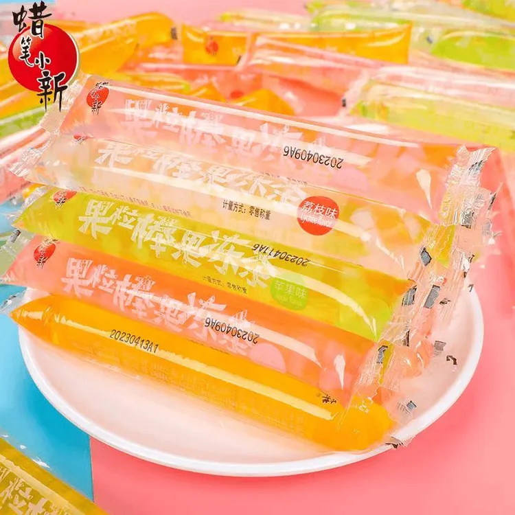 蜡笔小新果粒果冻条散称草莓荔枝苹果香橙味儿童可吸果冻零食