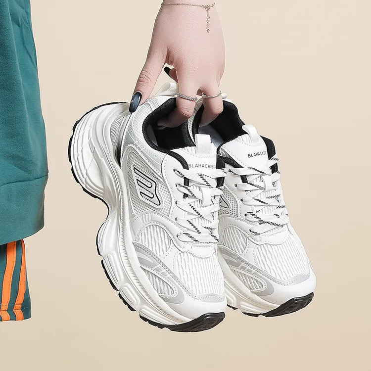 透气老爹鞋2024夏季新款网面厚底小白鞋百搭休闲女鞋韩版运动鞋子