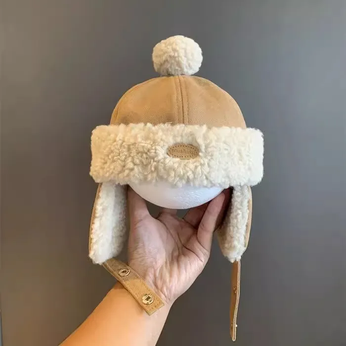 ins韩国范宝宝帽子雷锋帽秋冬款超萌男女童保暖加绒护耳1岁婴儿