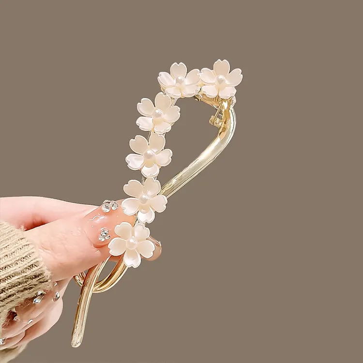 甜美后脑勺花朵扭扭夹韩式优雅百搭简约清新一字气质发夹森系发卡