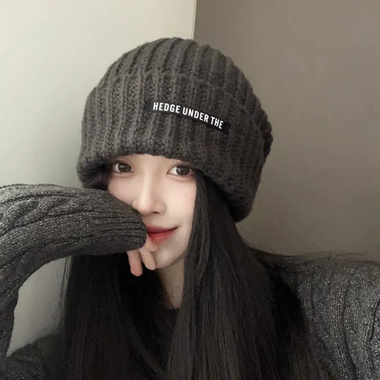 毛线帽川西女秋冬新款大头围针织加厚保暖冷帽堆堆帽子显脸小被迫