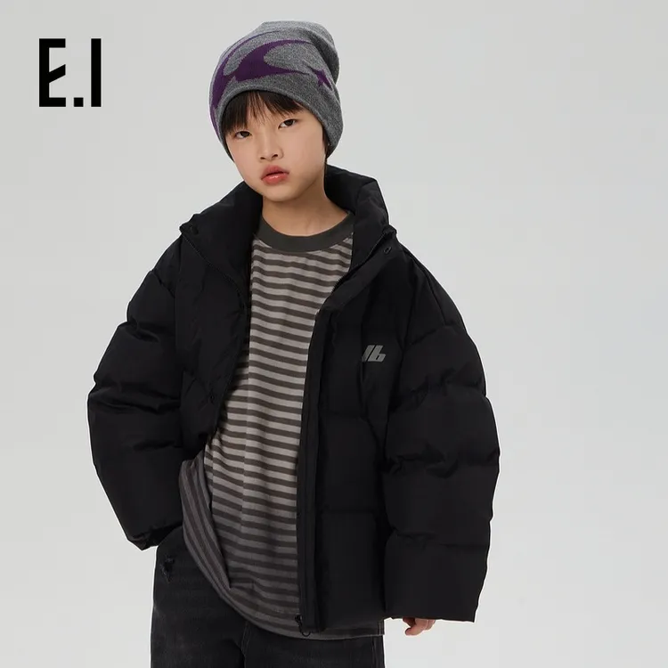 E.I童装男童保暖羽绒服冬装新款韩版宽松立领外套D8244101104